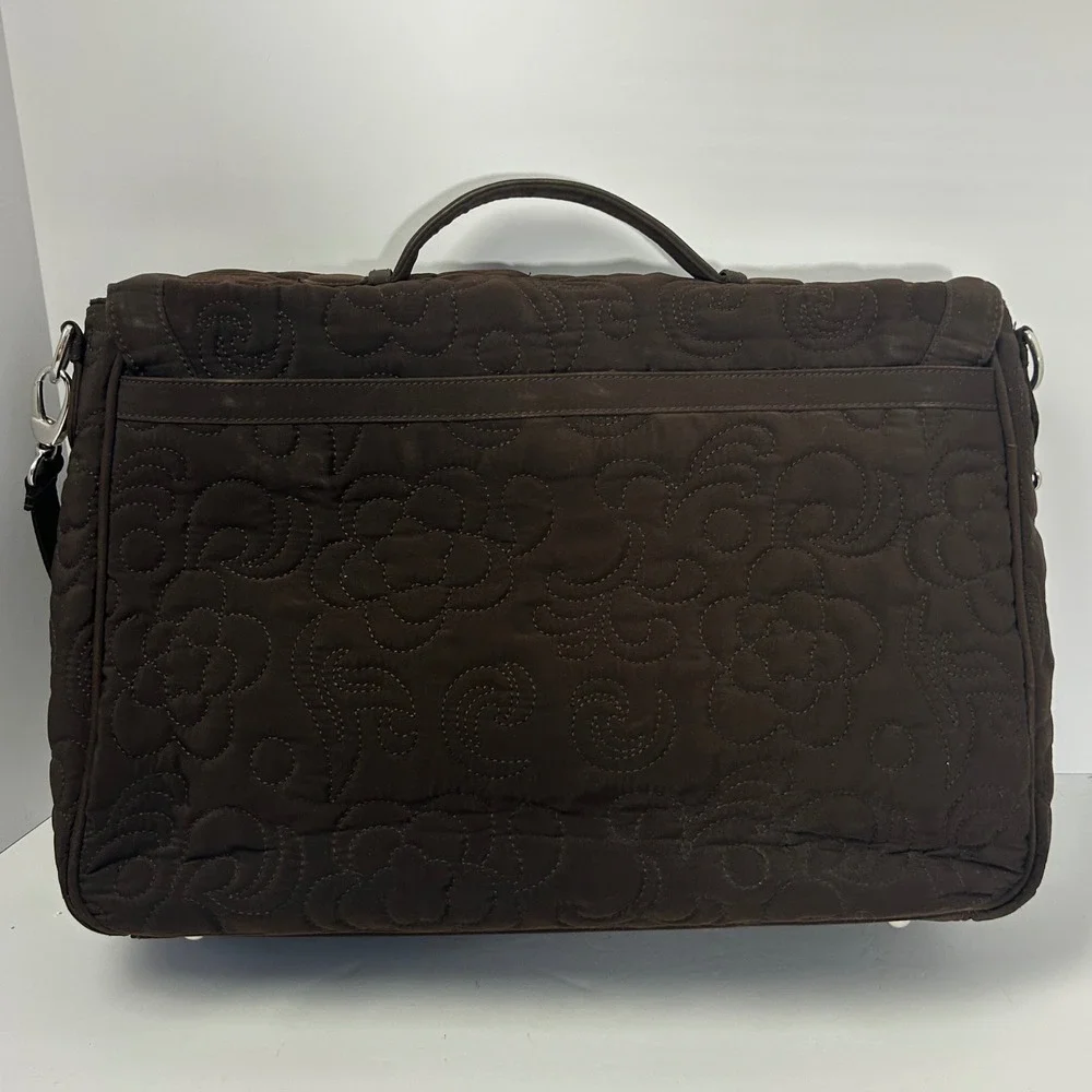 Vera Bradley Brown Quilted Briefcase‎ Messenger Laptop Bag Floral Lining